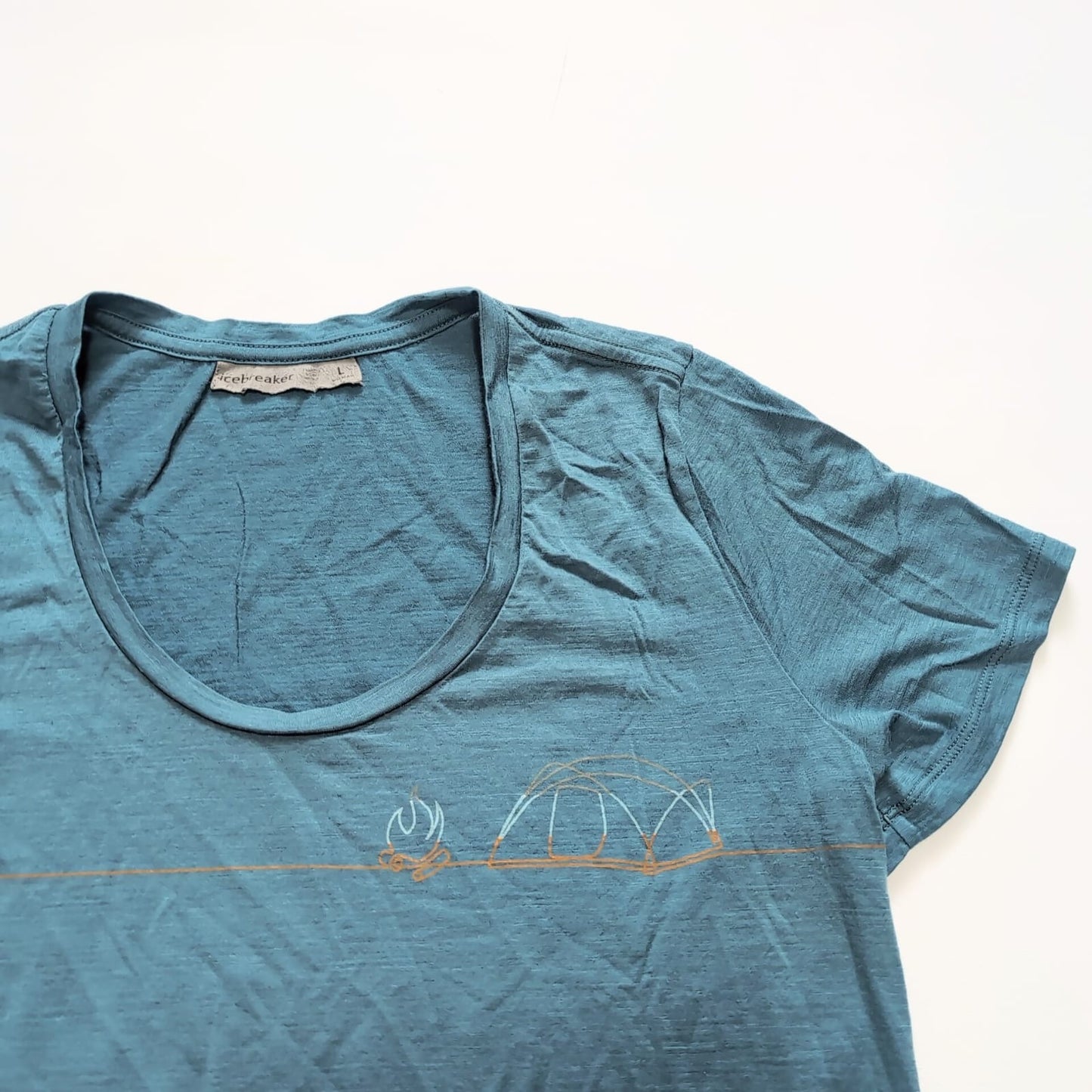 T-Shirt von Icebreaker Merino (L Damen) blau mit Print