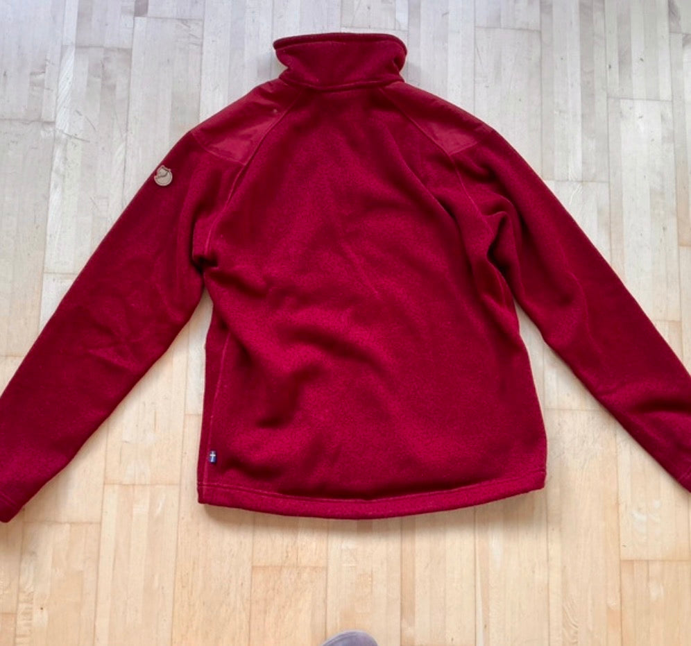 Warme Fleece Jacke Fjällräven (M Herren) Strickoptik Zip rot