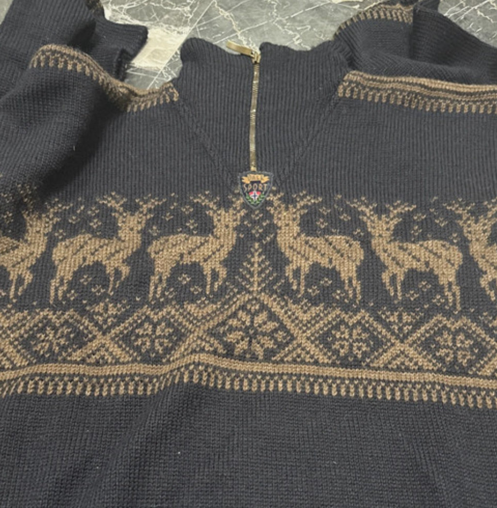 Strick Pullover Dale of Norway (L Herren) Zipper schwarz mit Muster