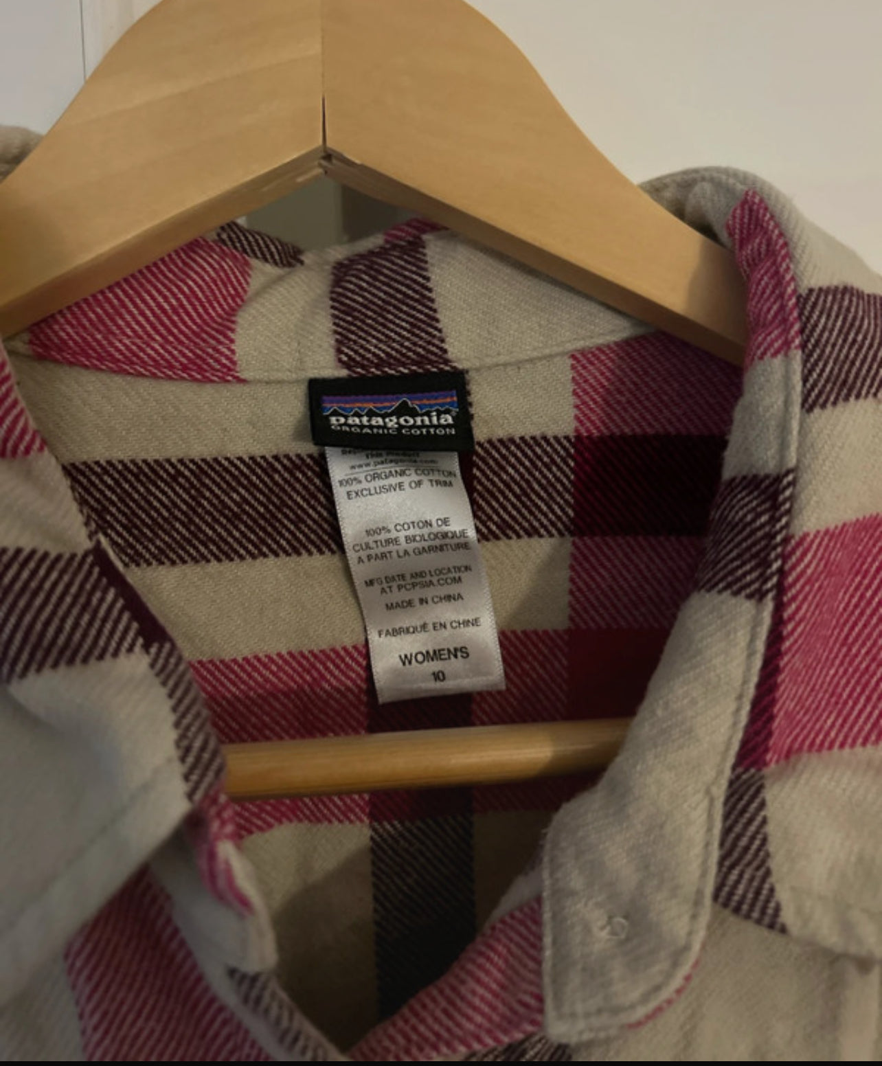 Patagonia Karo Hemd (M Damen) Baumwolle Flannel pink creme kariert