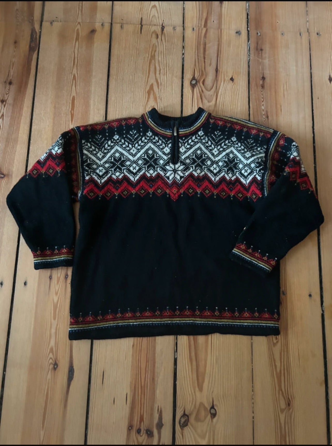 Strick Pullover Dale of Norway (M Herren / L Damen) Zipper schwarz mit Muster