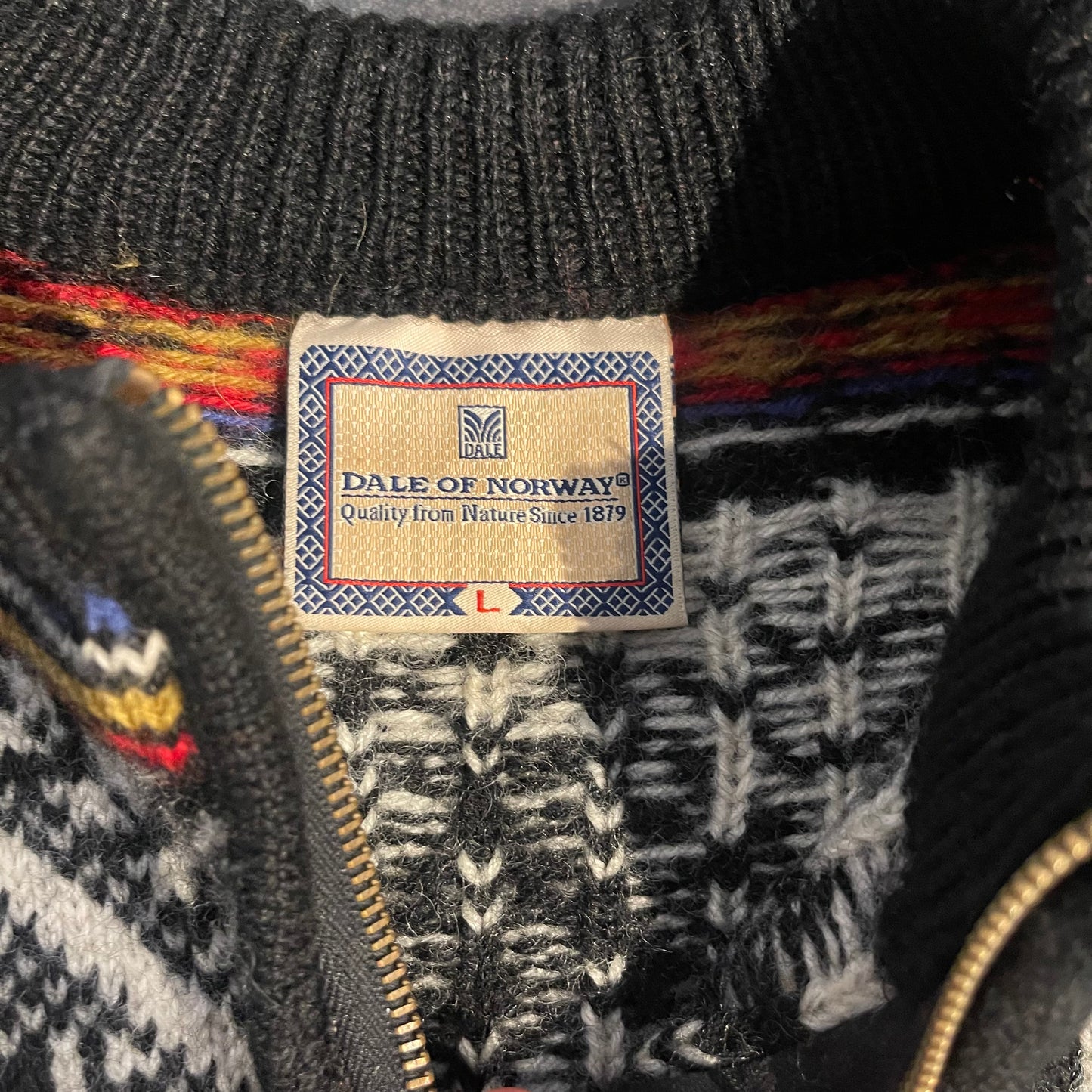 Strick Pullover Dale of Norway (M Herren / L Damen) Zipper schwarz mit Muster