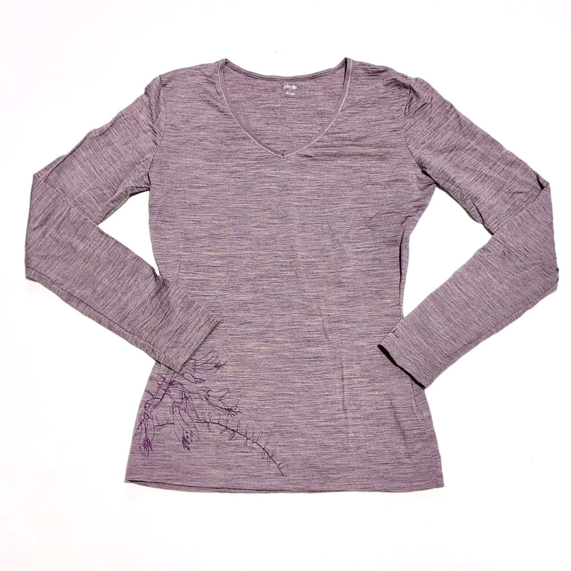 Merino 200 Longsleeve Icebreaker (S Damen ) grau lila Blume