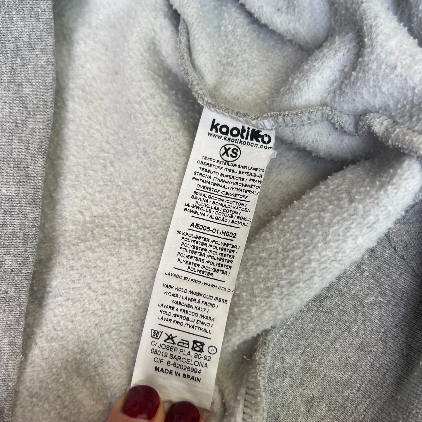 Hoodie von Kaotiko in Größe S (Herren /M Damen) hellgrau bunt