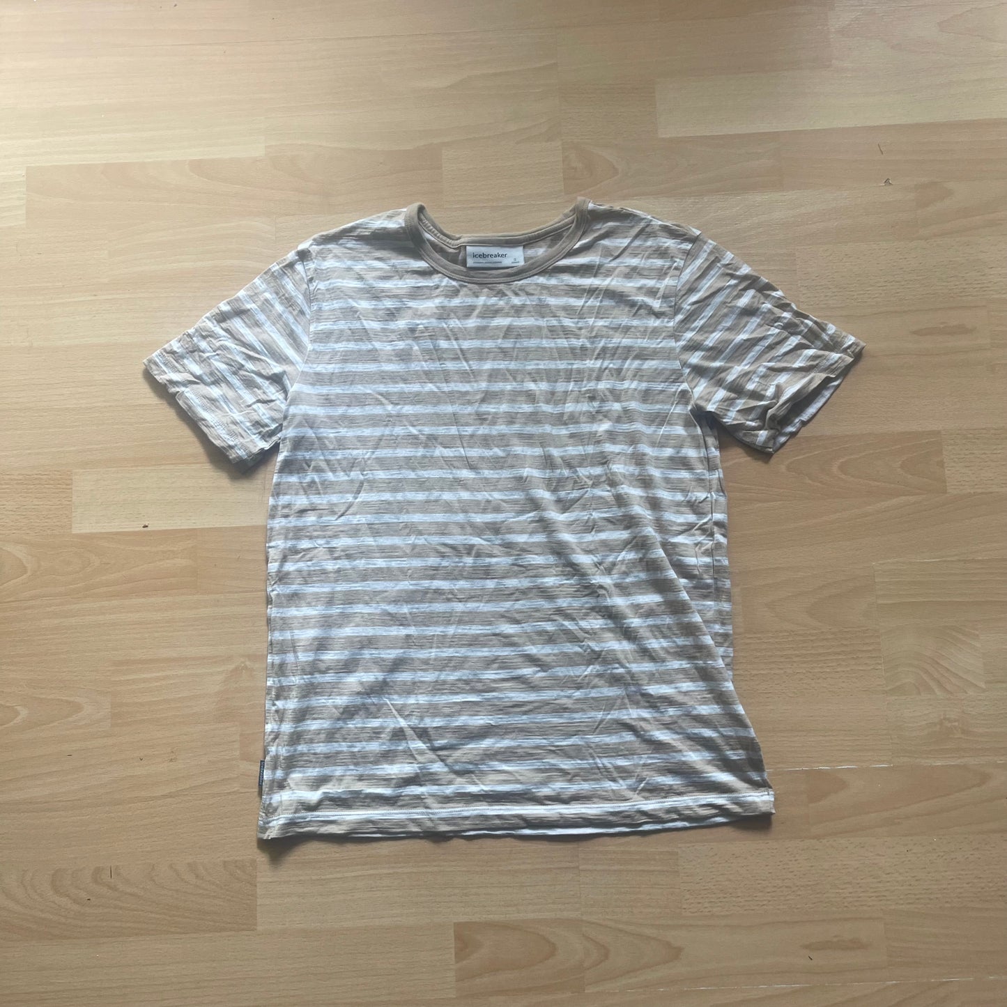 Kurzarm T-Shirt von Icebreaker Merino (S Damen) weiß beige gestreift