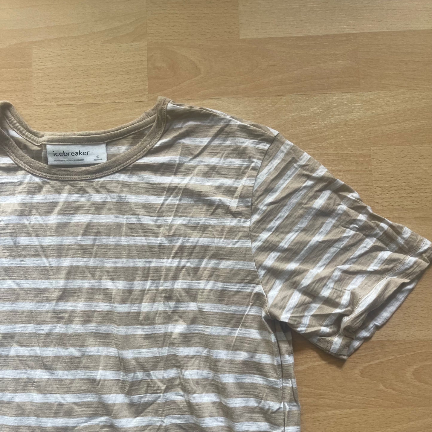 Kurzarm T-Shirt von Icebreaker Merino (S Damen) weiß beige gestreift