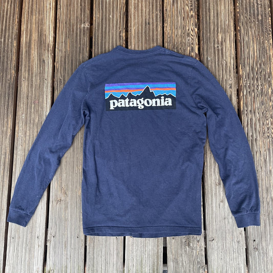 Longsleeve Herren M Patagonia blau mit Backprint