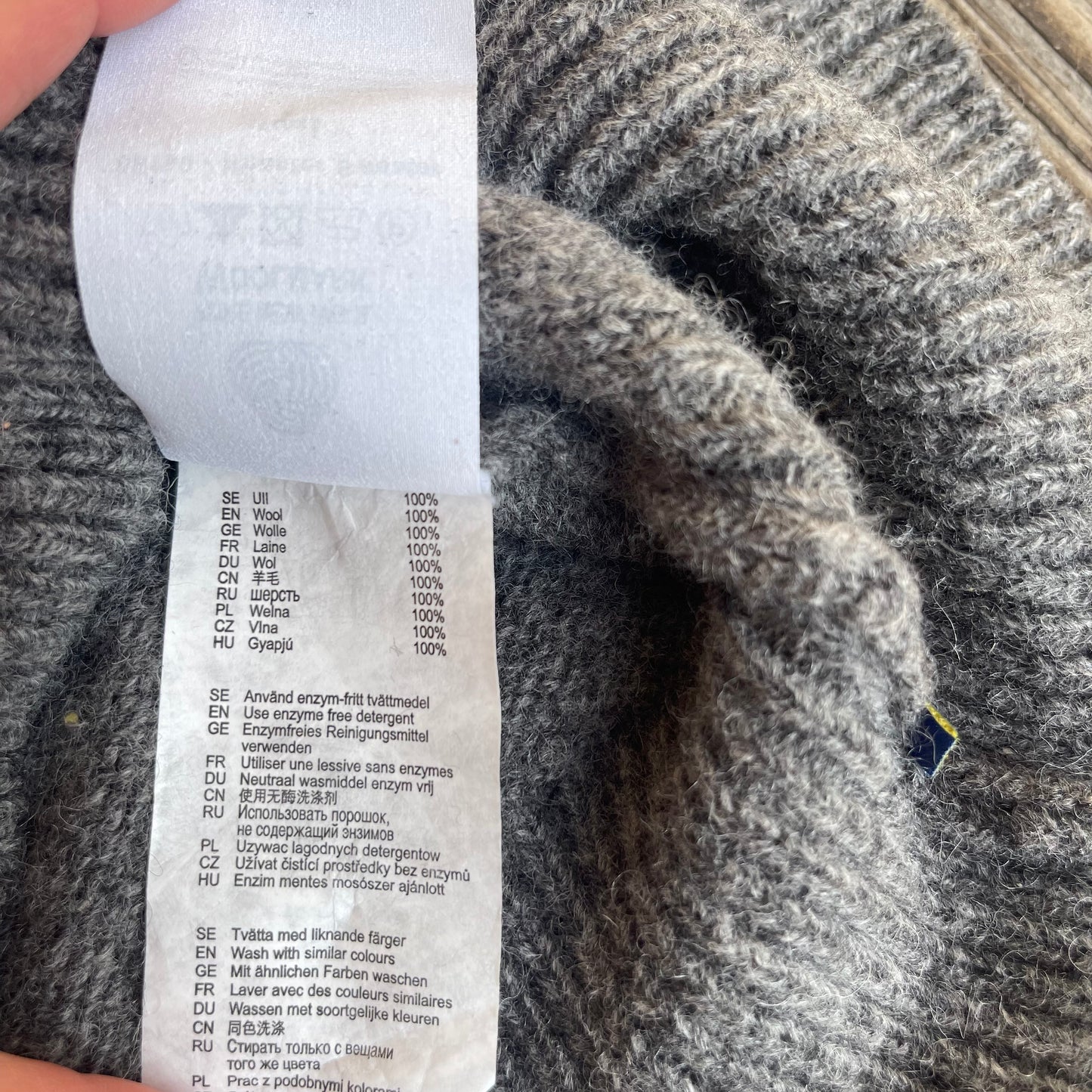 Rollkragen Strick- Pullover Fjällräven Damen M 100% Wolle Sweater grau