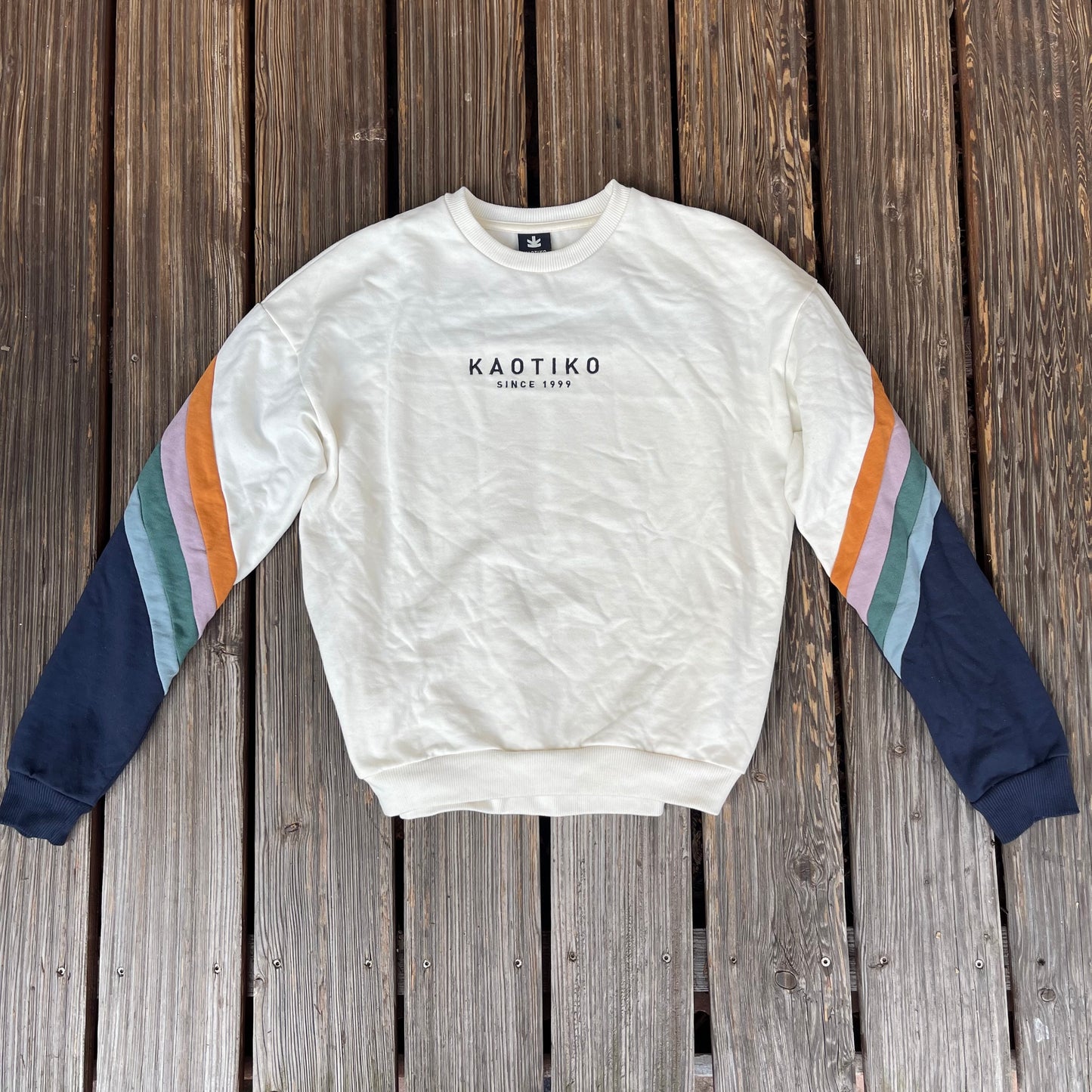 Kaotiko Pullover (S) Sweatshirt weiß dunkelblau bunt