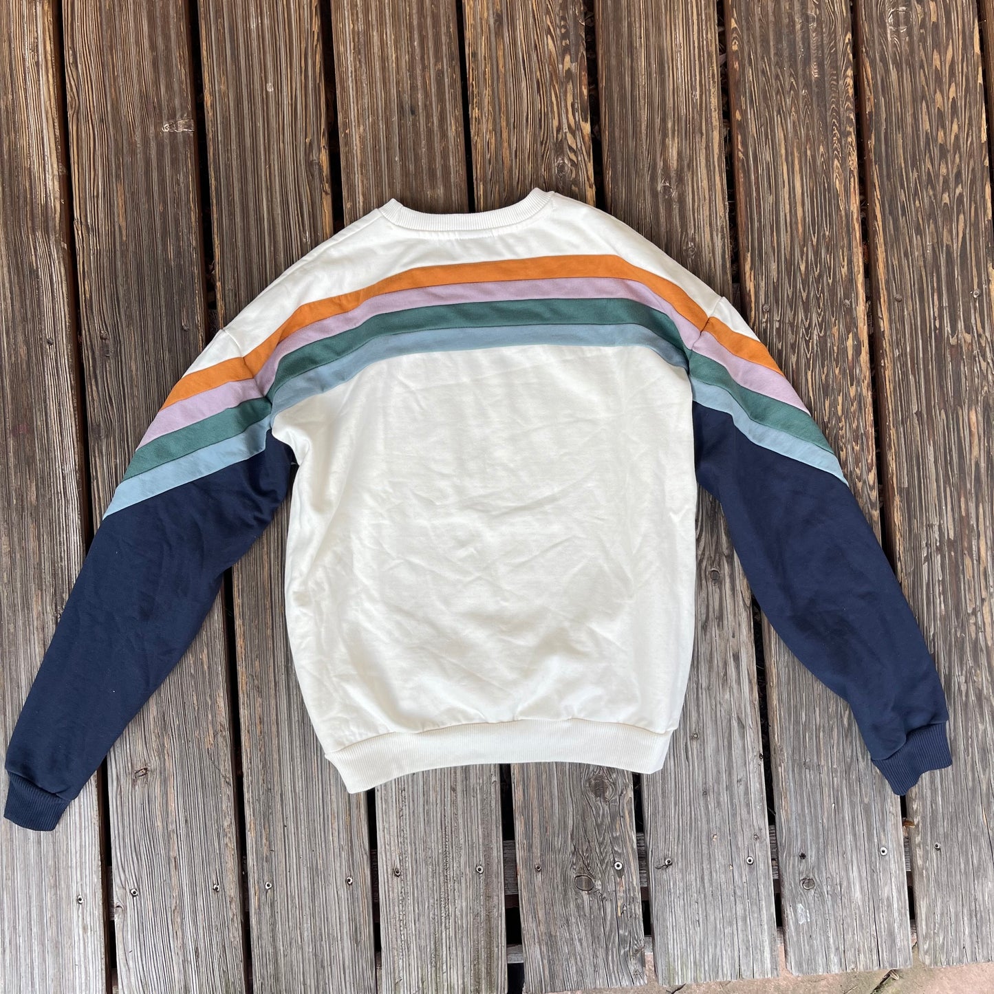 Kaotiko Pullover (S) Sweatshirt weiß dunkelblau bunt