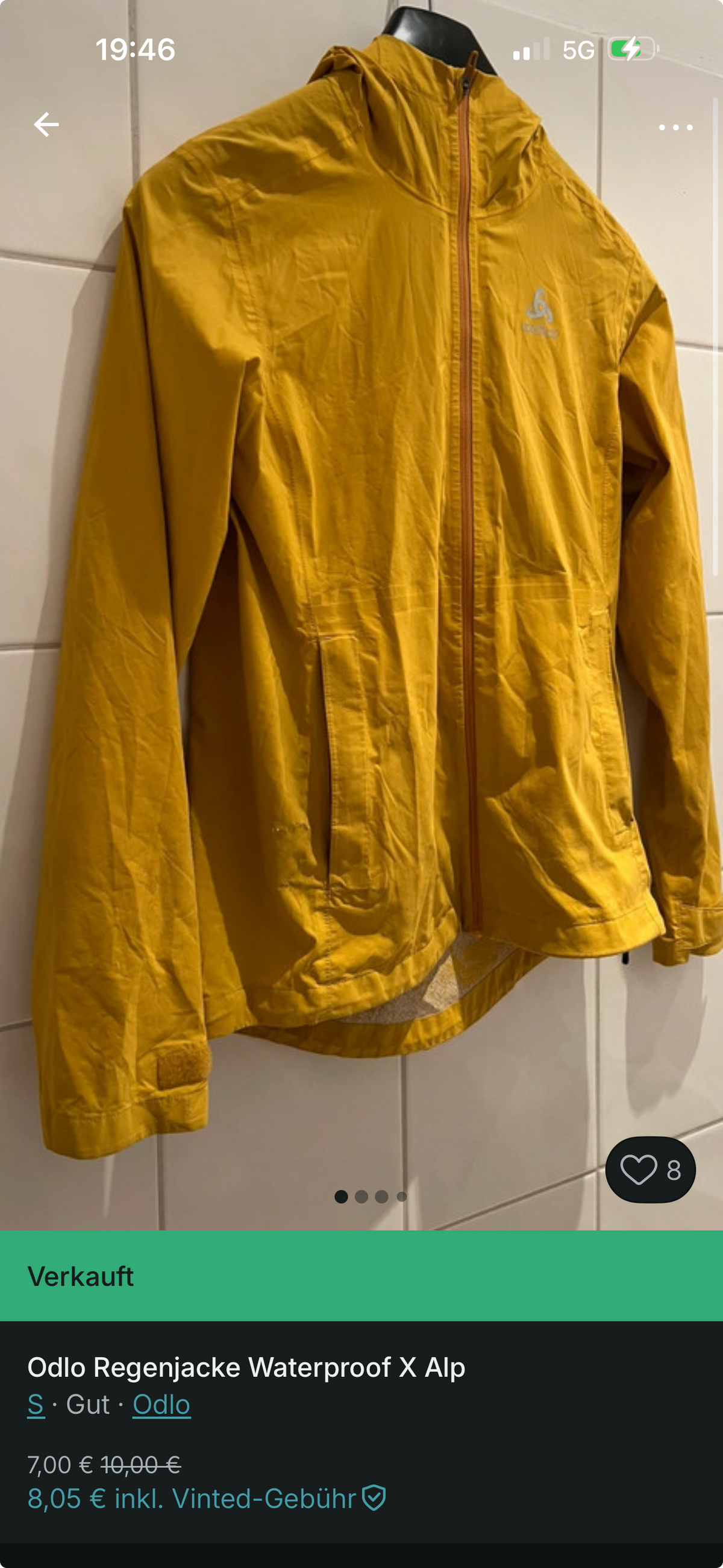 odlo jacke gelb herren s