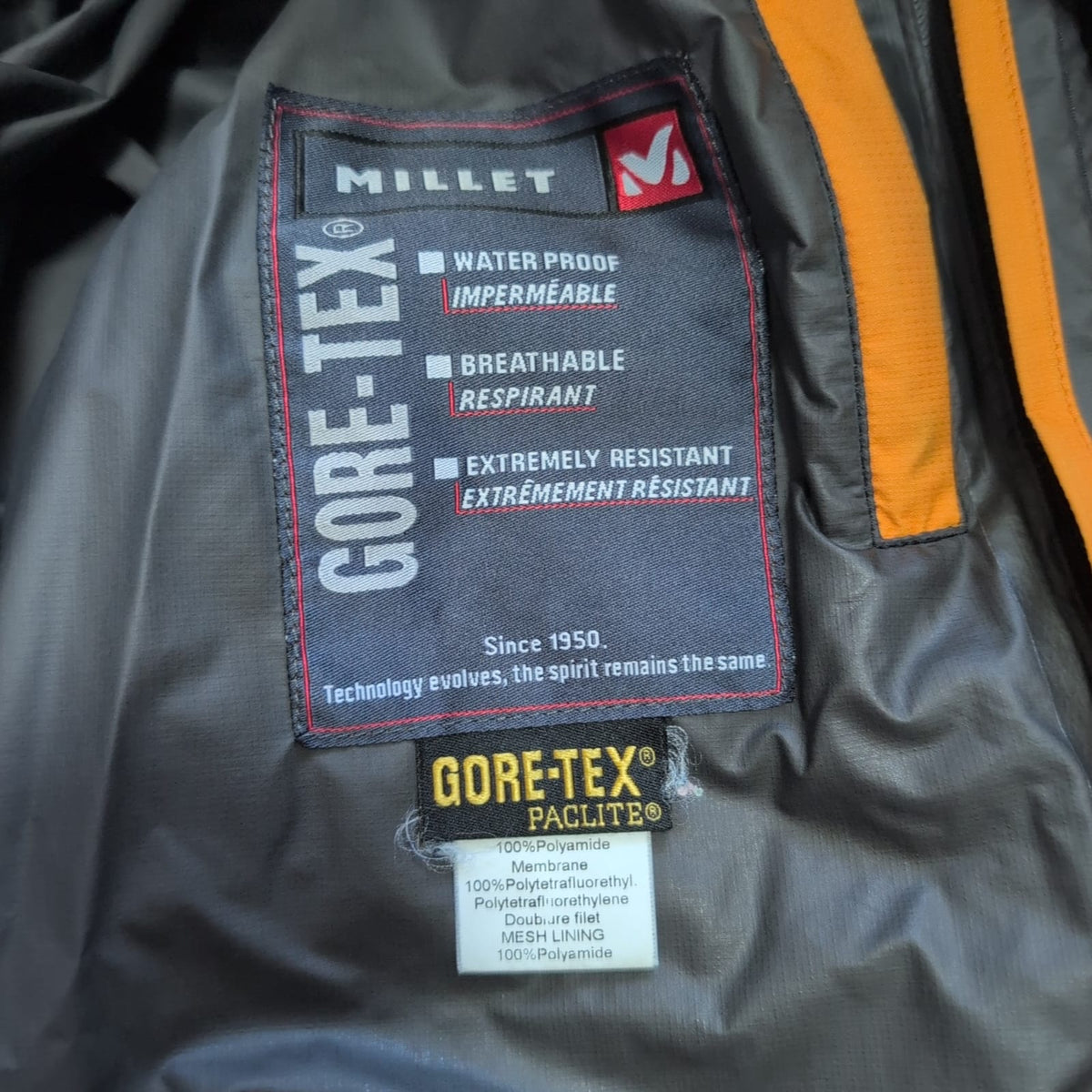 Regen Jacke von Millet (L Herren) GoreTex gelb