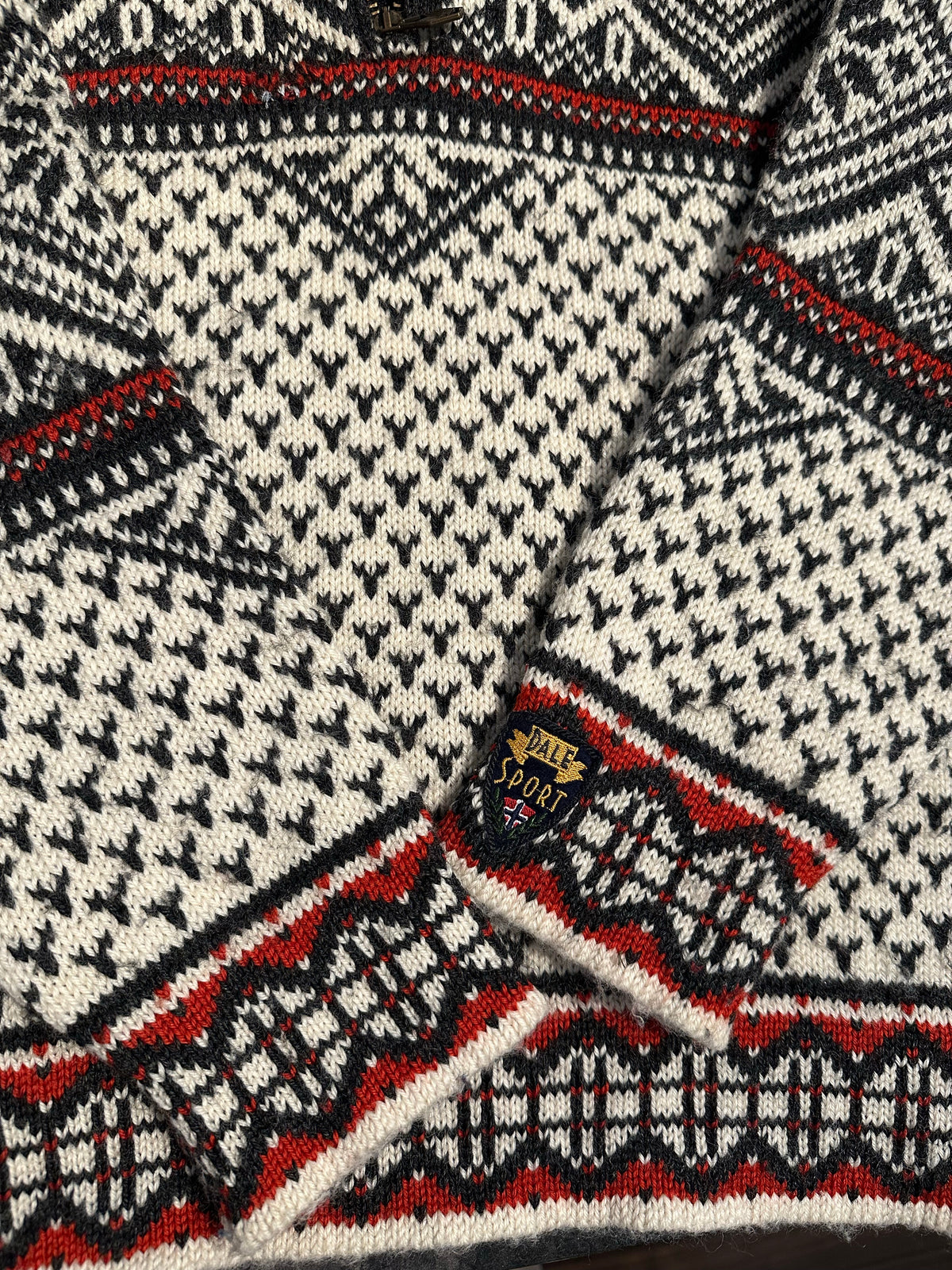 Strick Pullover Dale of Norway (XS Herren) Wolle schwarz weiß rot