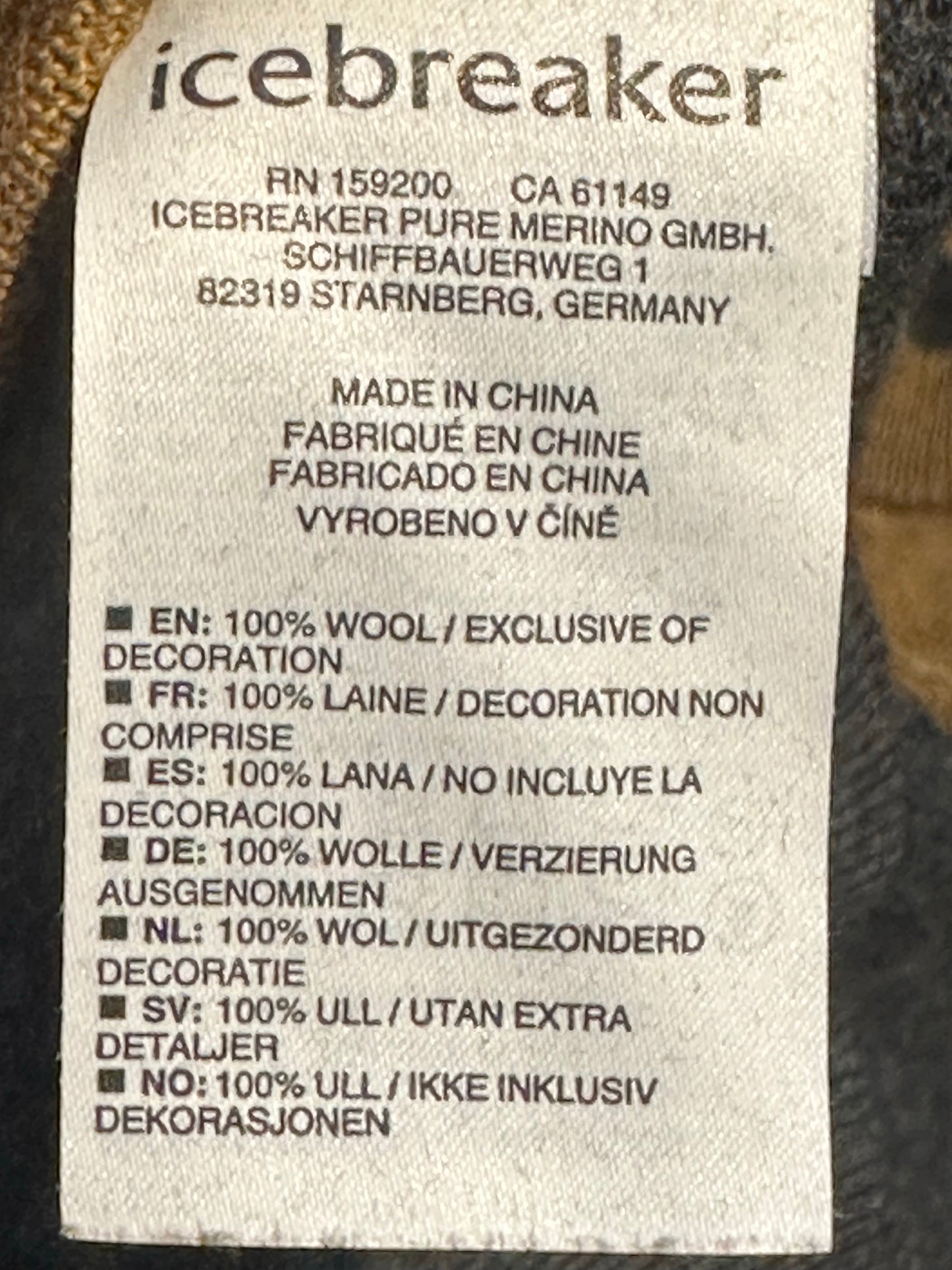Strick Pullover von Icebreaker 100% Merino (L-M Damen) grau senffarben