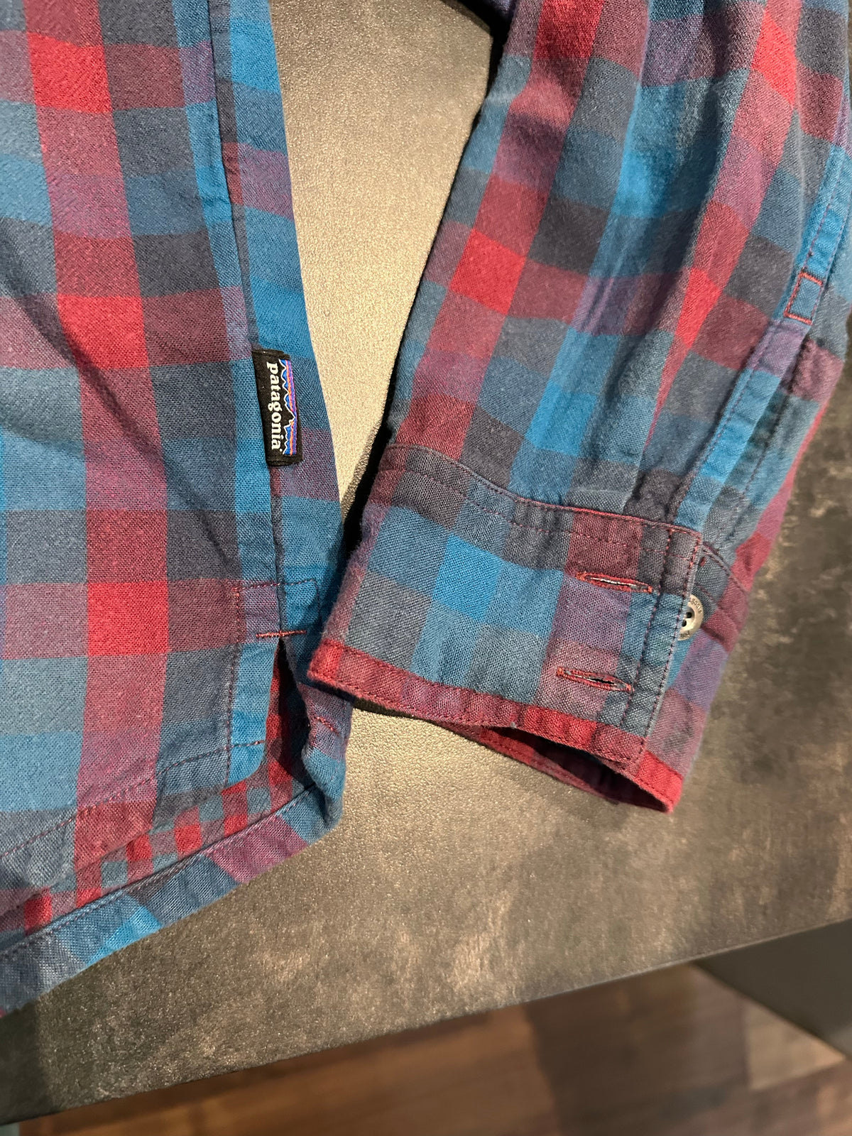 Patagonia Karo Hemd (XL Damen) Baumwolle Flannel blau