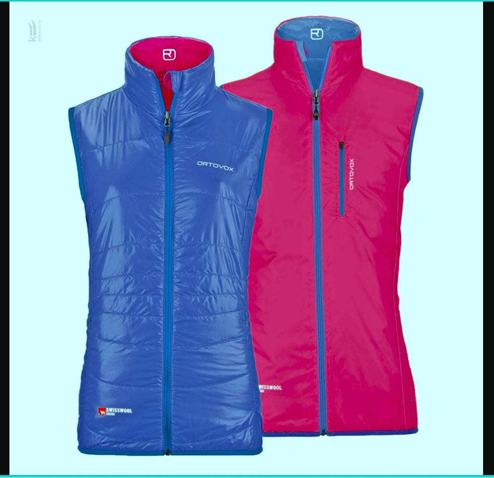 Wende Weste von Ortovox Swisswool Inside (S Damen) blau pink