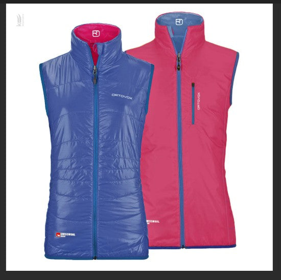 Wende Weste von Ortovox Swisswool Inside (L / XL Damen) blau pink
