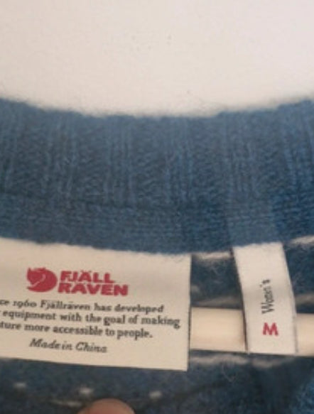 Strick Pullover Fjällräven pure Wolle (M Damen ) weiß blau