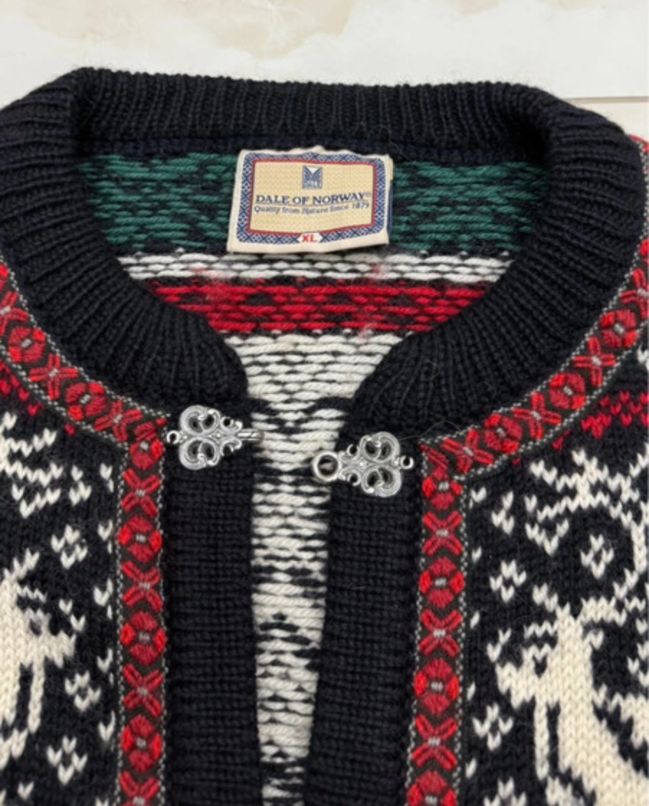 Strick Jacke Dale of Norway (XL Herren) Hirsche schwarz Wolle