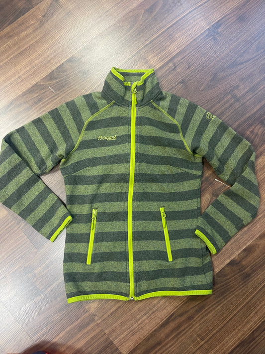 Zip Jacke aus Wolle Bergans of Norway (S Damen) grün gestreift