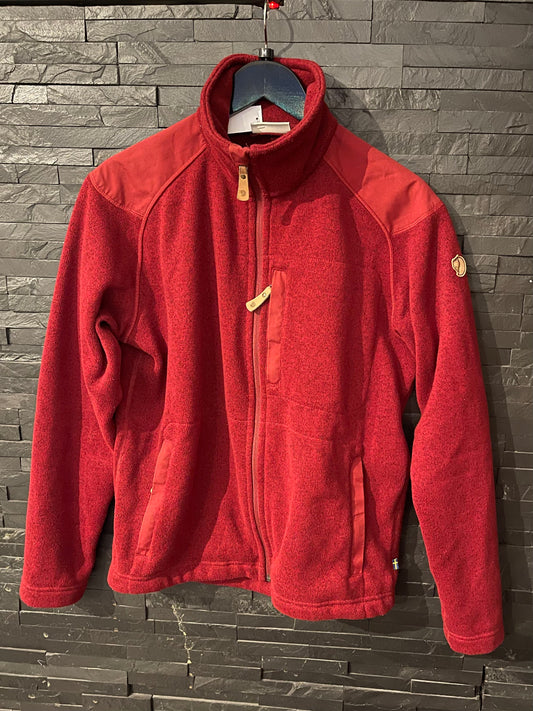 Warme Fleece Jacke Fjällräven (M Herren) Strickoptik Zip rot