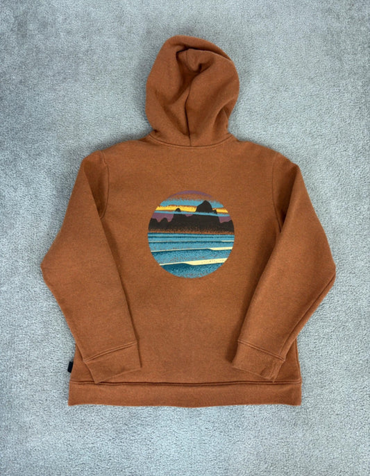 Uprisal Fleece Jacke Patagonia (L Herren /XL Damen) Hoodie ocker Backprint