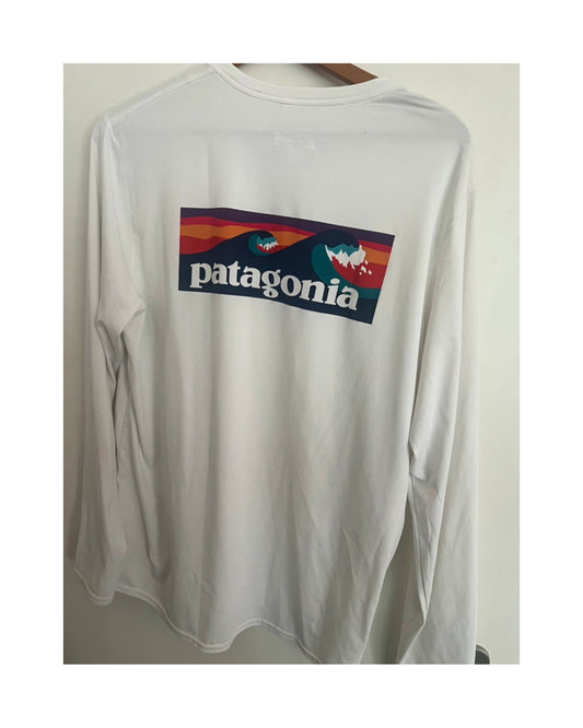 Patagonia Longsleeve (L Herren) weiß mit Backprint