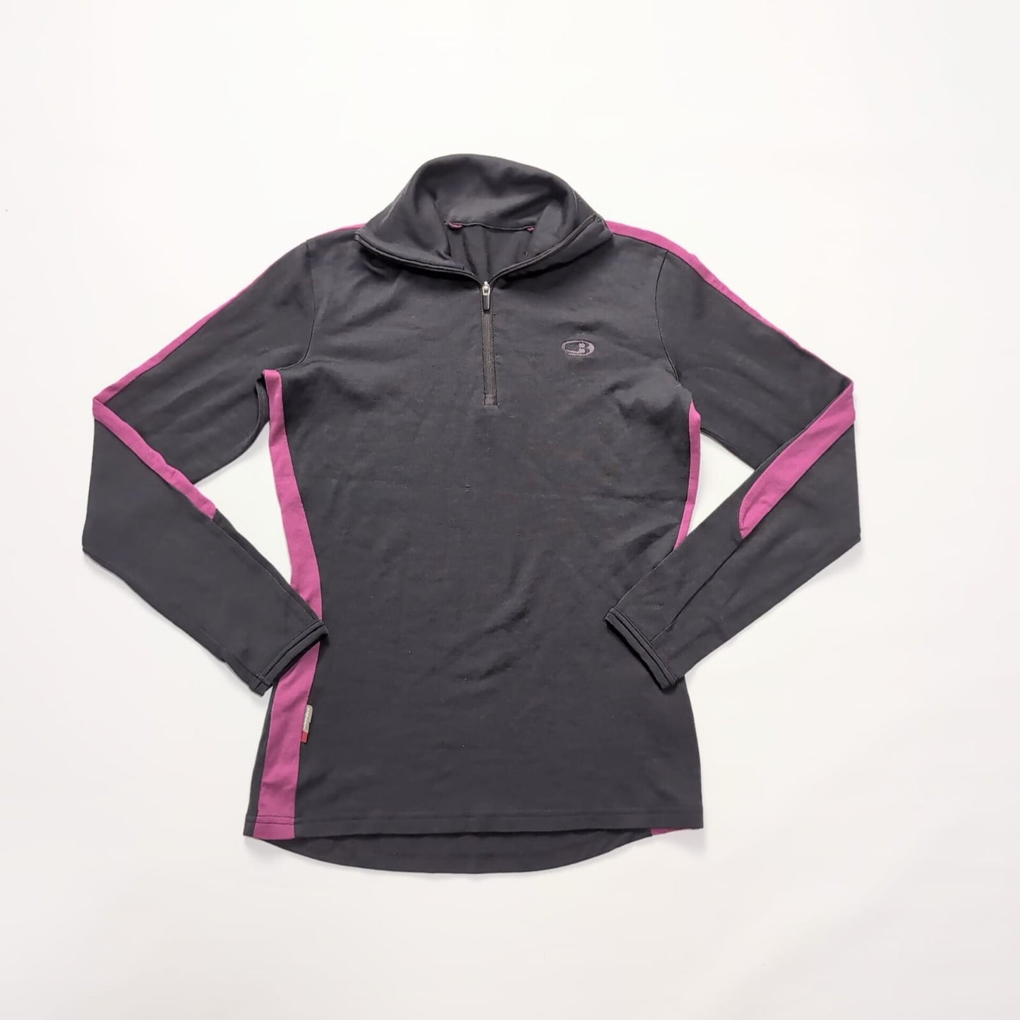 Merino Zip Longsleeve von Icebreaker (S Damen) dunkelgrau Magenta