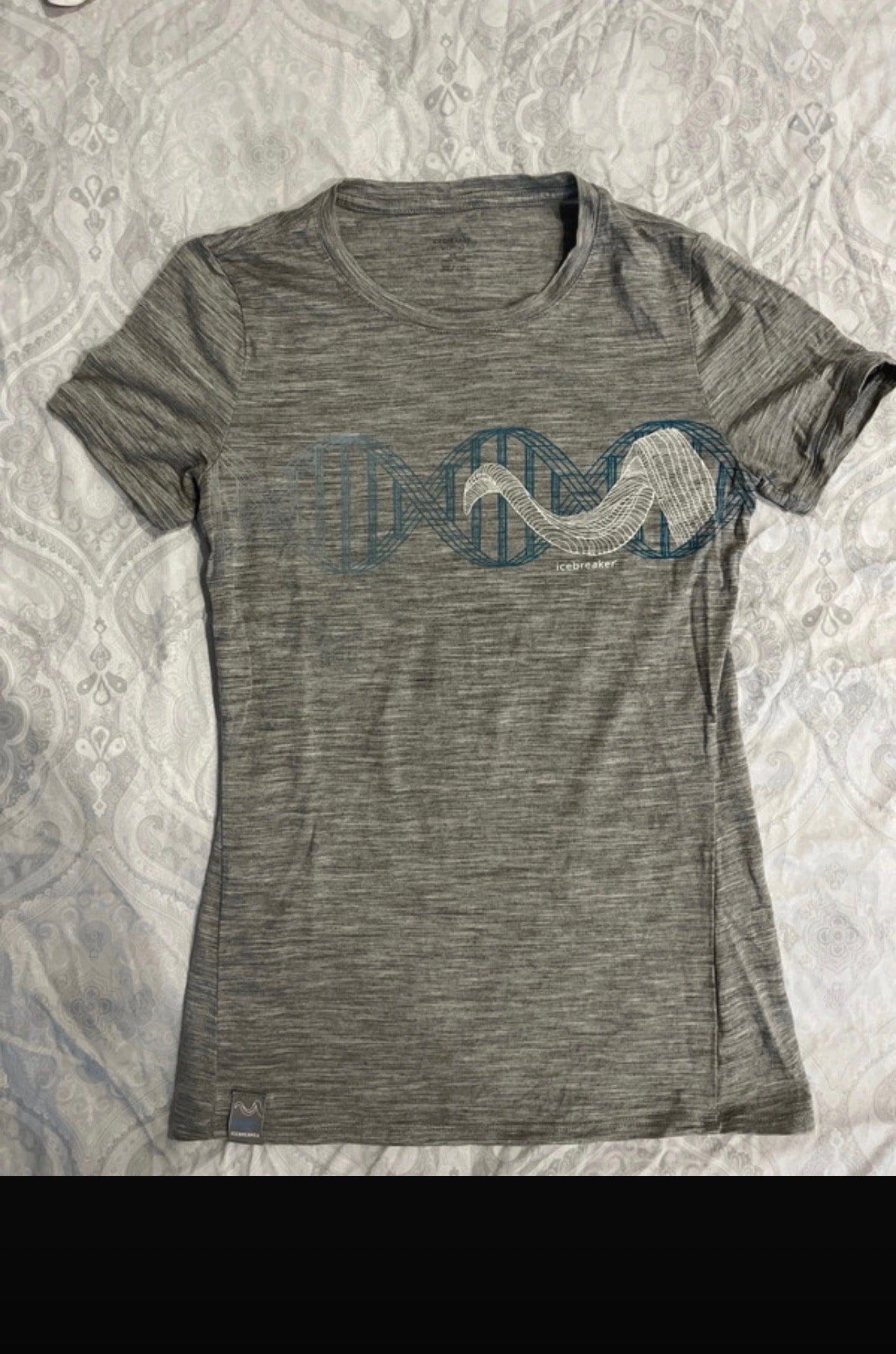 T-Shirt von Icebreaker Merino XS grau mit Künstlerprint