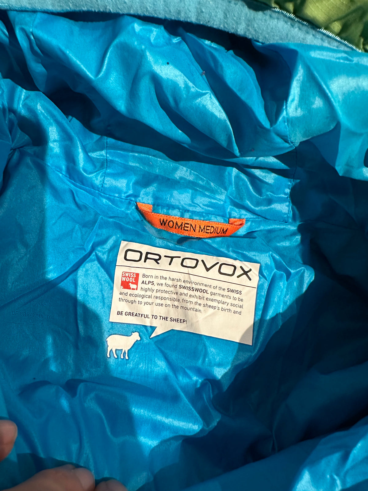 Wolle / Daunen Jacke Ortovox (S bis M Damen) Swisswool Isolation grün