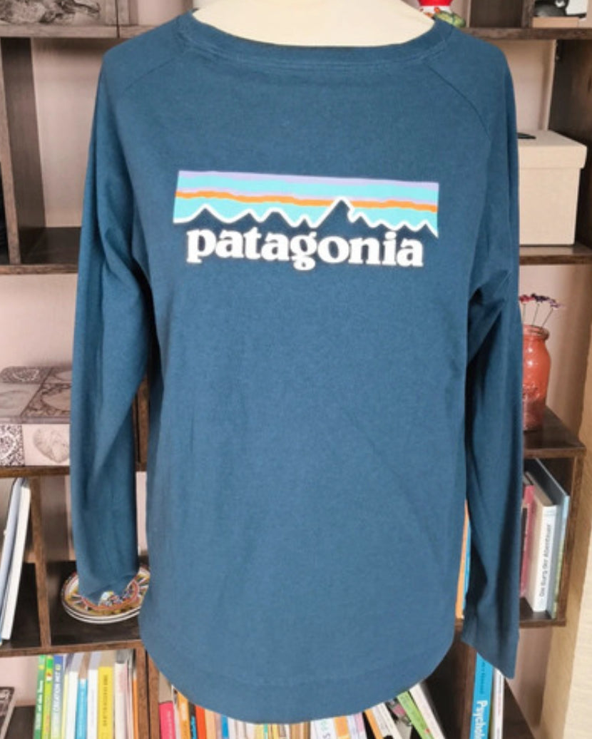 Patagonia Uprisal Pullover (L Damen) Longsleeve blau mit Backprint