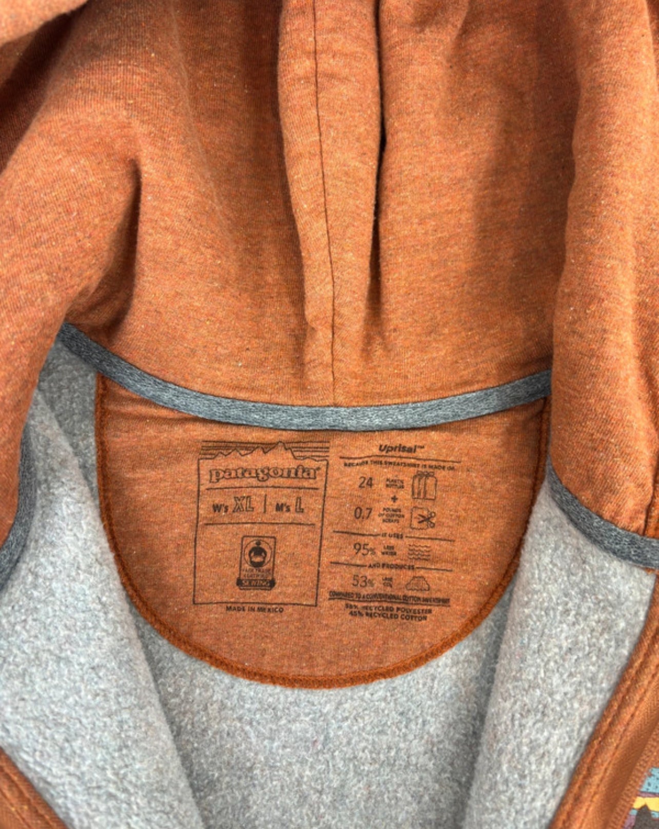 Uprisal Fleece Jacke Patagonia (L Herren /XL Damen) Hoodie ocker Backprint