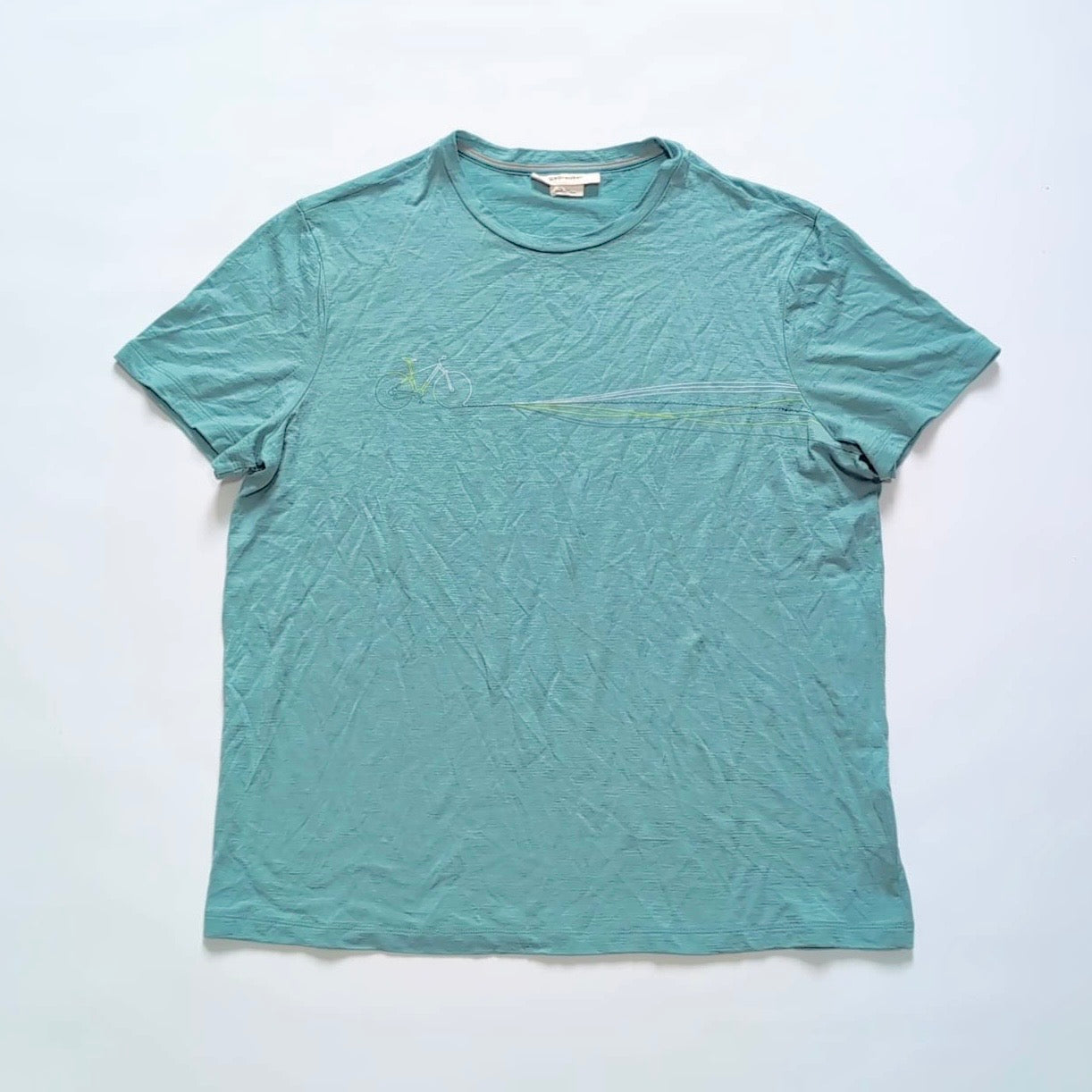 Merino T-Shirt von Icebreaker (L Herren) türkis blau Print Velo