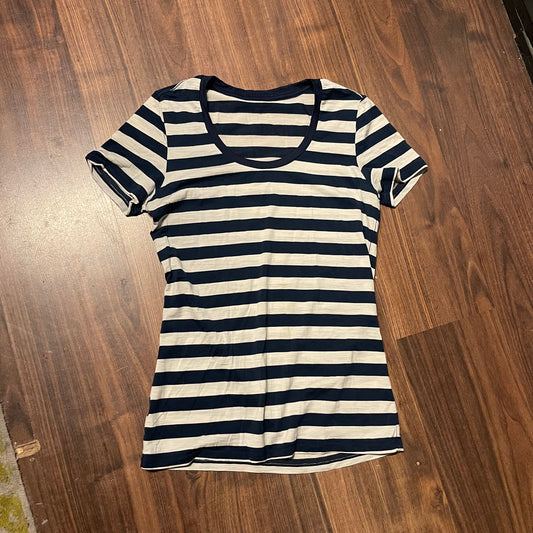Merino T-Shirt von Icebreaker (Damen M) weiß-blau gestreift