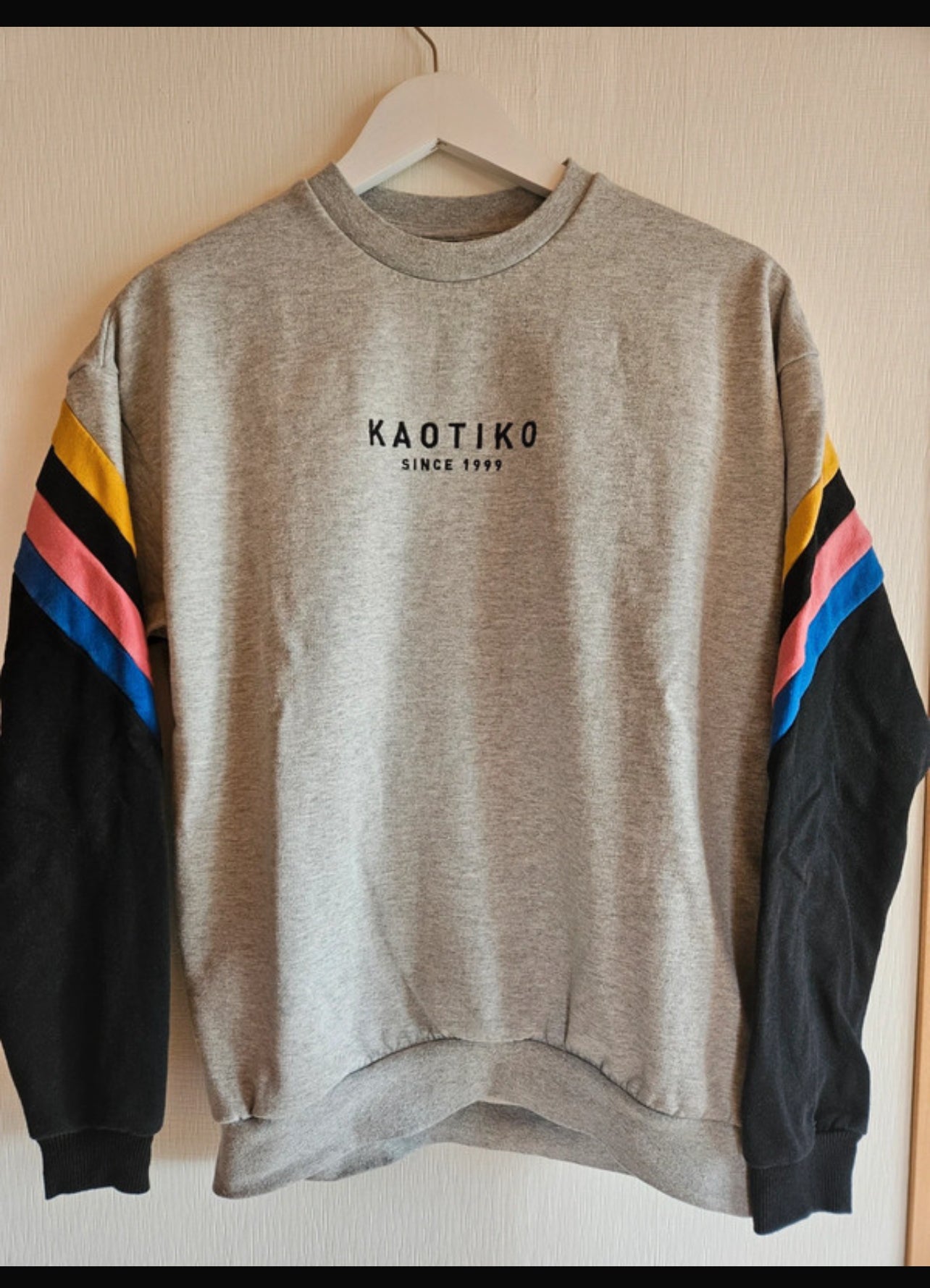 Kaotiko Pullover (S) 50% Baumwolle grau schwarz bunt
