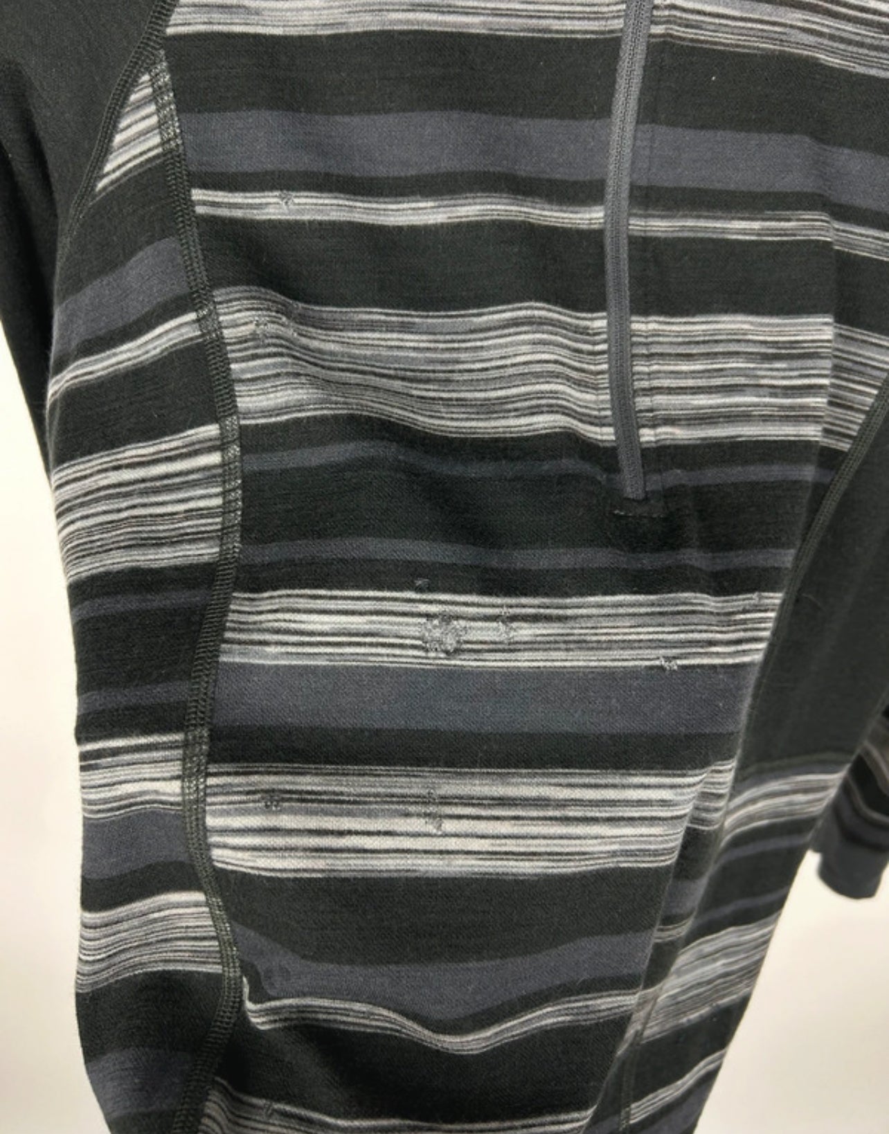 Longsleeve Ortovox Merino (M Herren) 1/3 Zipper Shirt dunkelgrau gestreift