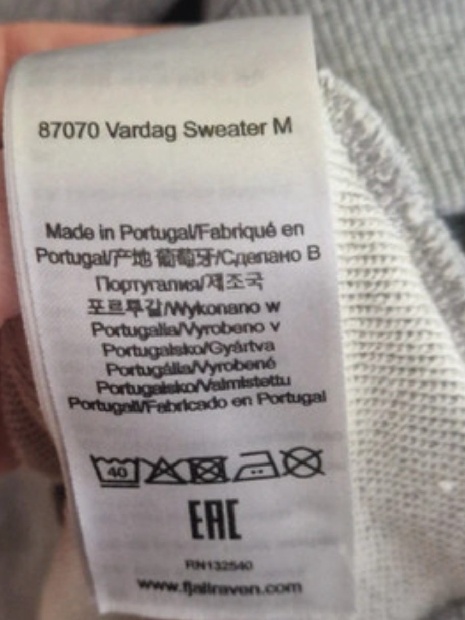 Fjällräven Vardag Sweater (M Herren) Pullover Bio-Baumwolle grau