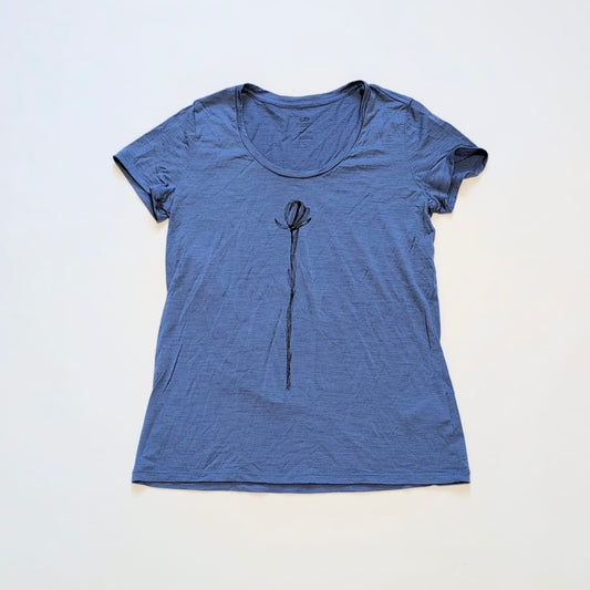 T-Shirt von Icebreaker Merino (M Damen) blau mit Blume