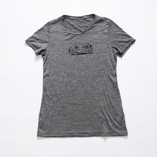 T-Shirt von Icebreaker Merino (S bis M Damen) grau - Print Camper