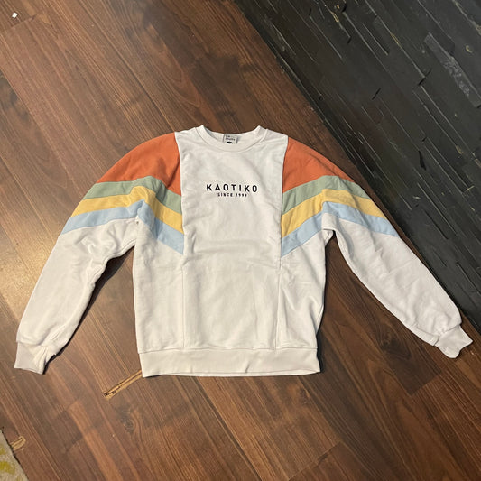 Pullover von Kaotiko (S Unisex) Cotton Sweatshirt weiß bunt