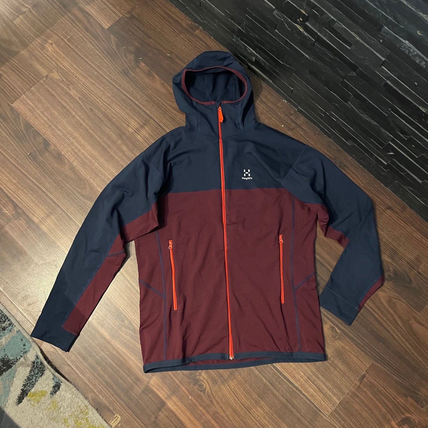 Zipper Hoodie von Haglöfs (L Herren) Kapuzen Fleece Jacke blau rot