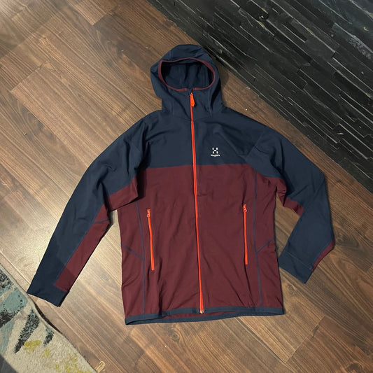 Zipper Hoodie von Haglöfs (L Herren) Kapuzen Fleece Jacke blau rot
