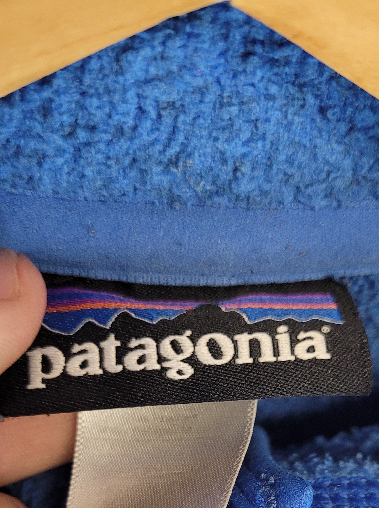 Fleecejacke/ Hoodie von Patagonia L (Damen) blau mit Strickoptik - wanderlich.com