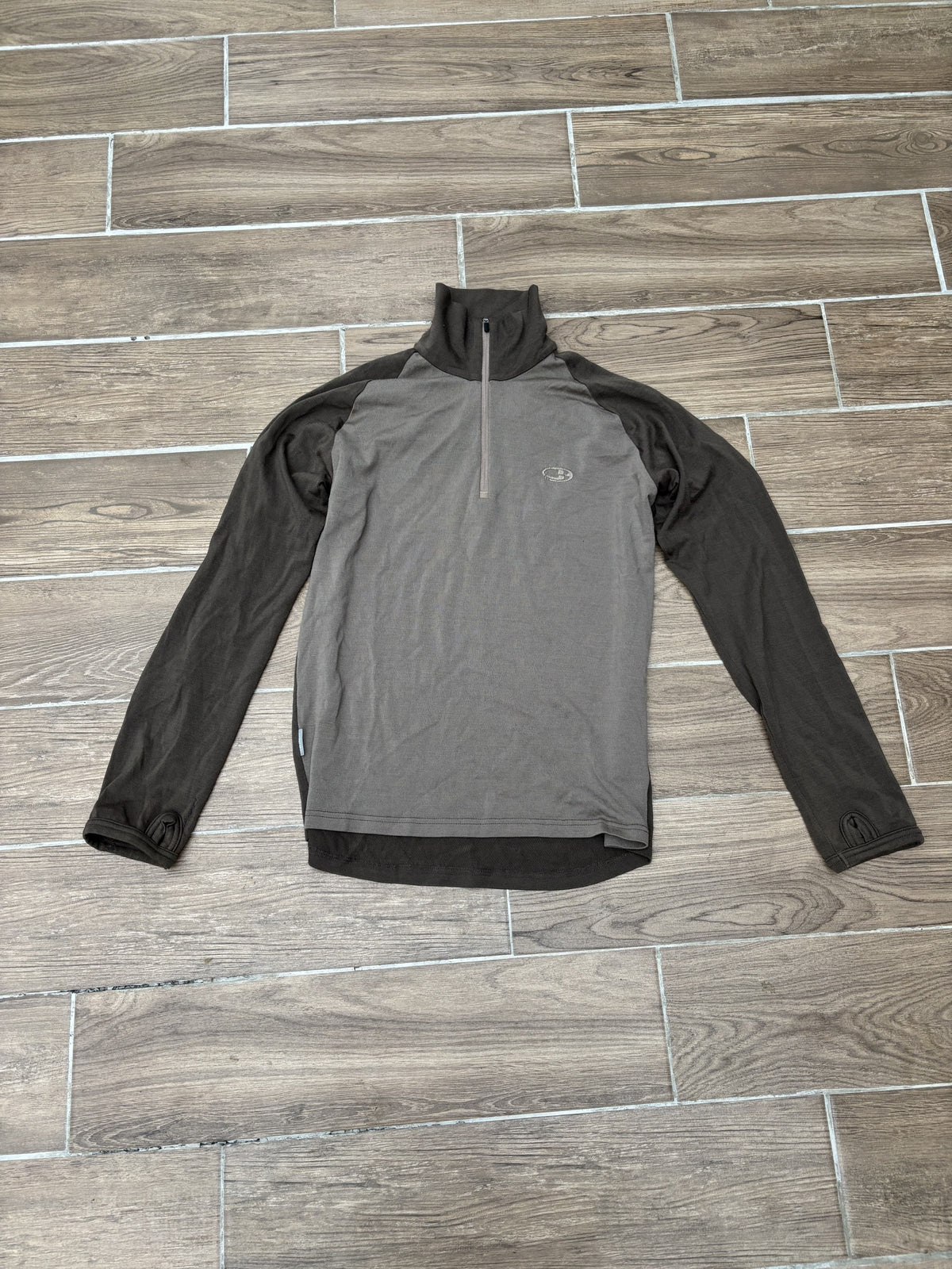 Merino 200 Longsleeve Icebreaker (Herren M) Neck Zip grau rot