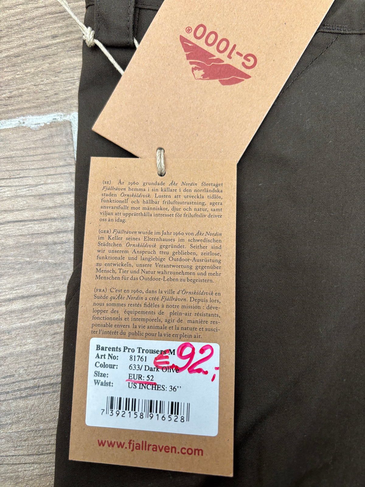 Hose Fjällräven Barents Pro (XL Herren) schwarz braun