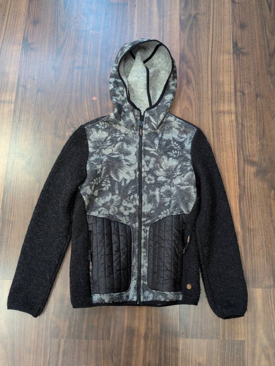 Kapuzen Jacke aus Wolle (M / 38 Damen) von CMP grau schwarz - wanderlich.com
