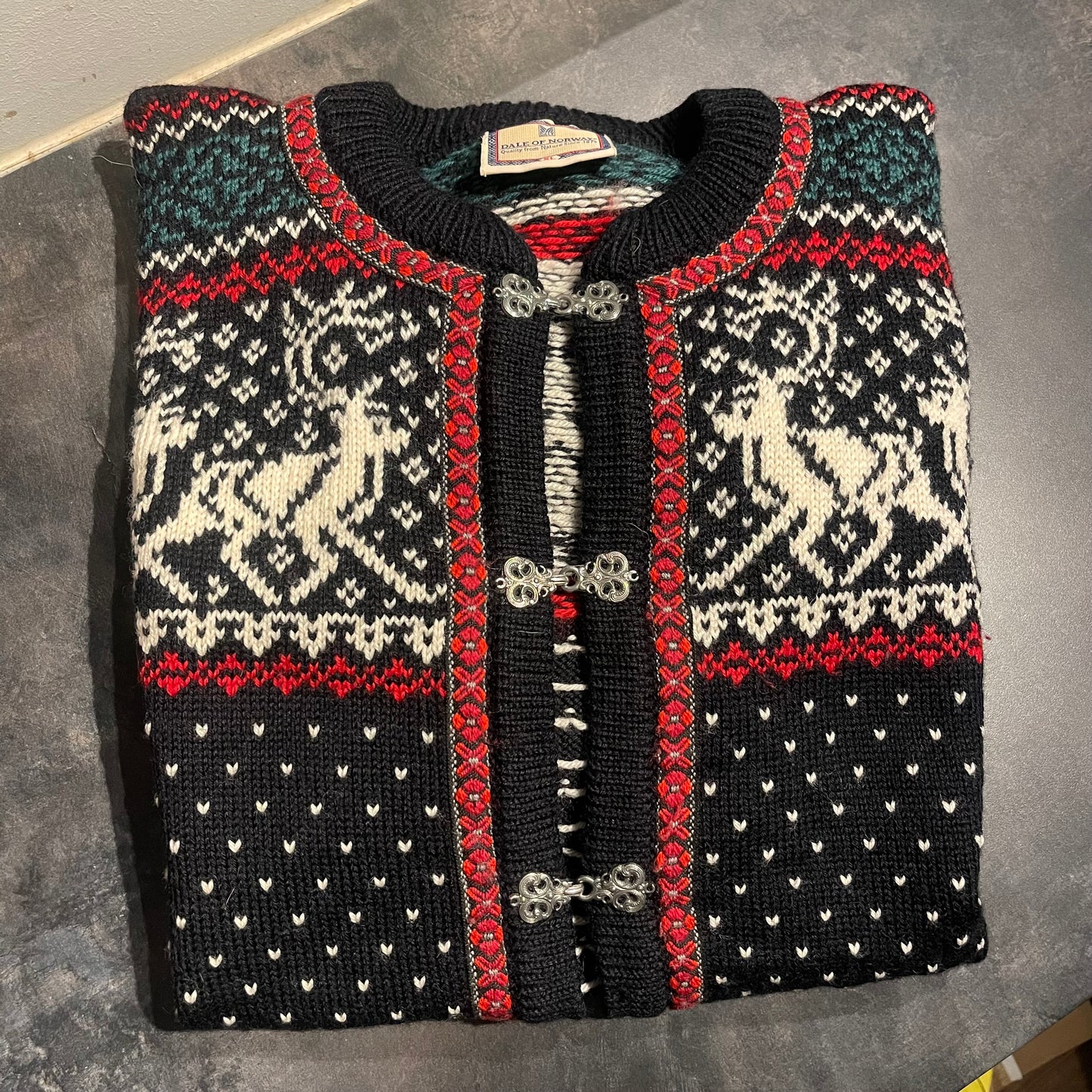 Strick Jacke Dale of Norway (XL Herren) Hirsche schwarz Wolle