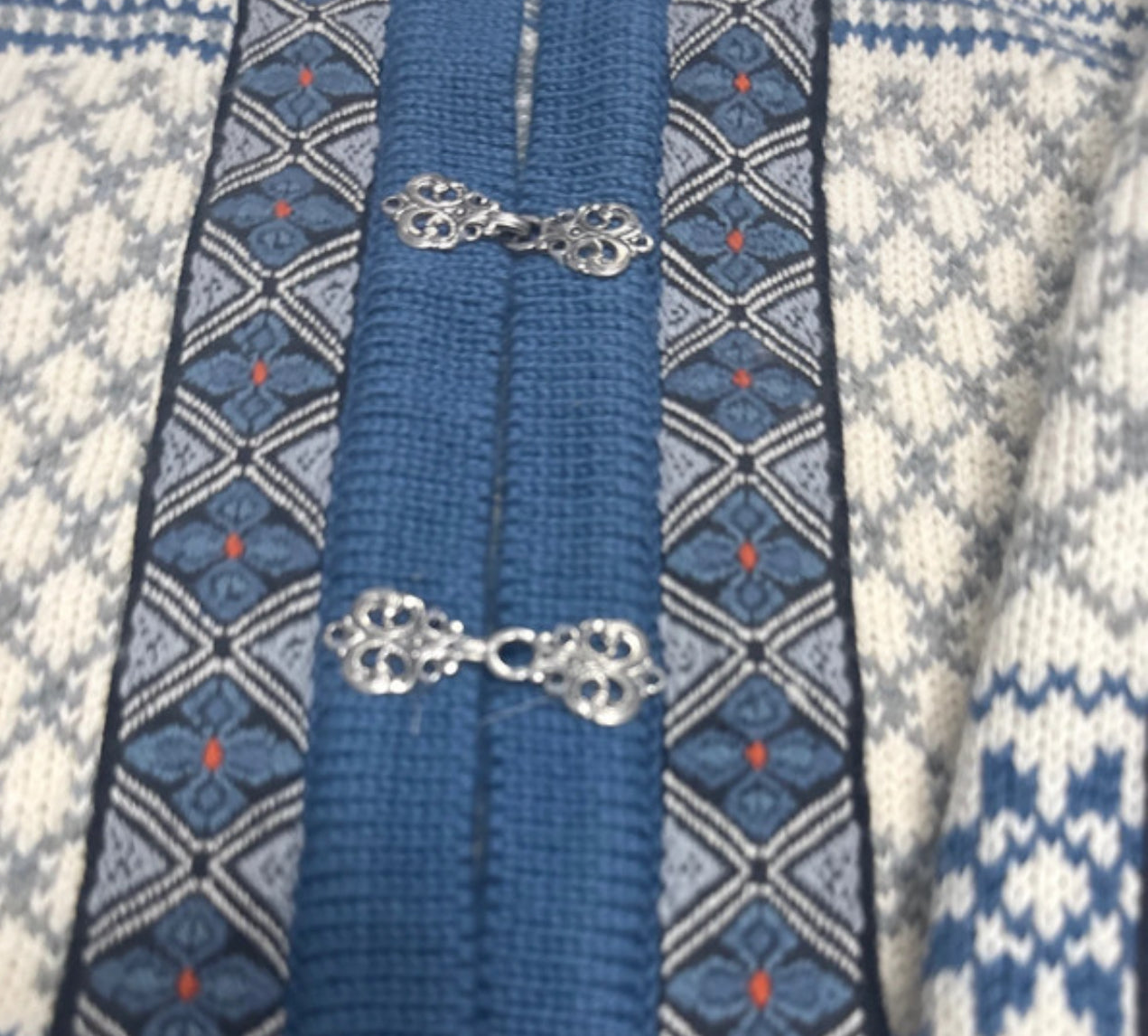 Strickjacke von Dale of Norway (XL Damen) cremeweiß-blau