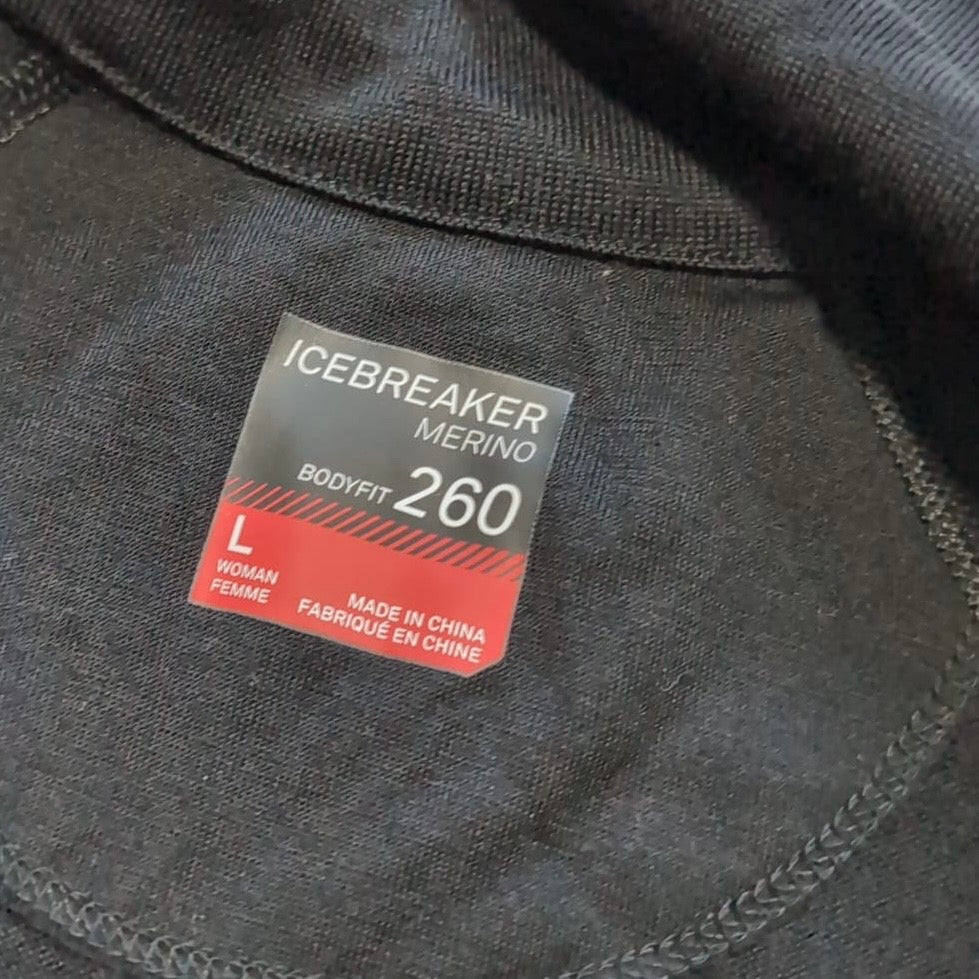 Longsleeve Icebreaker Merino (L Damen) Zip Langarmshirt schwarz Muster