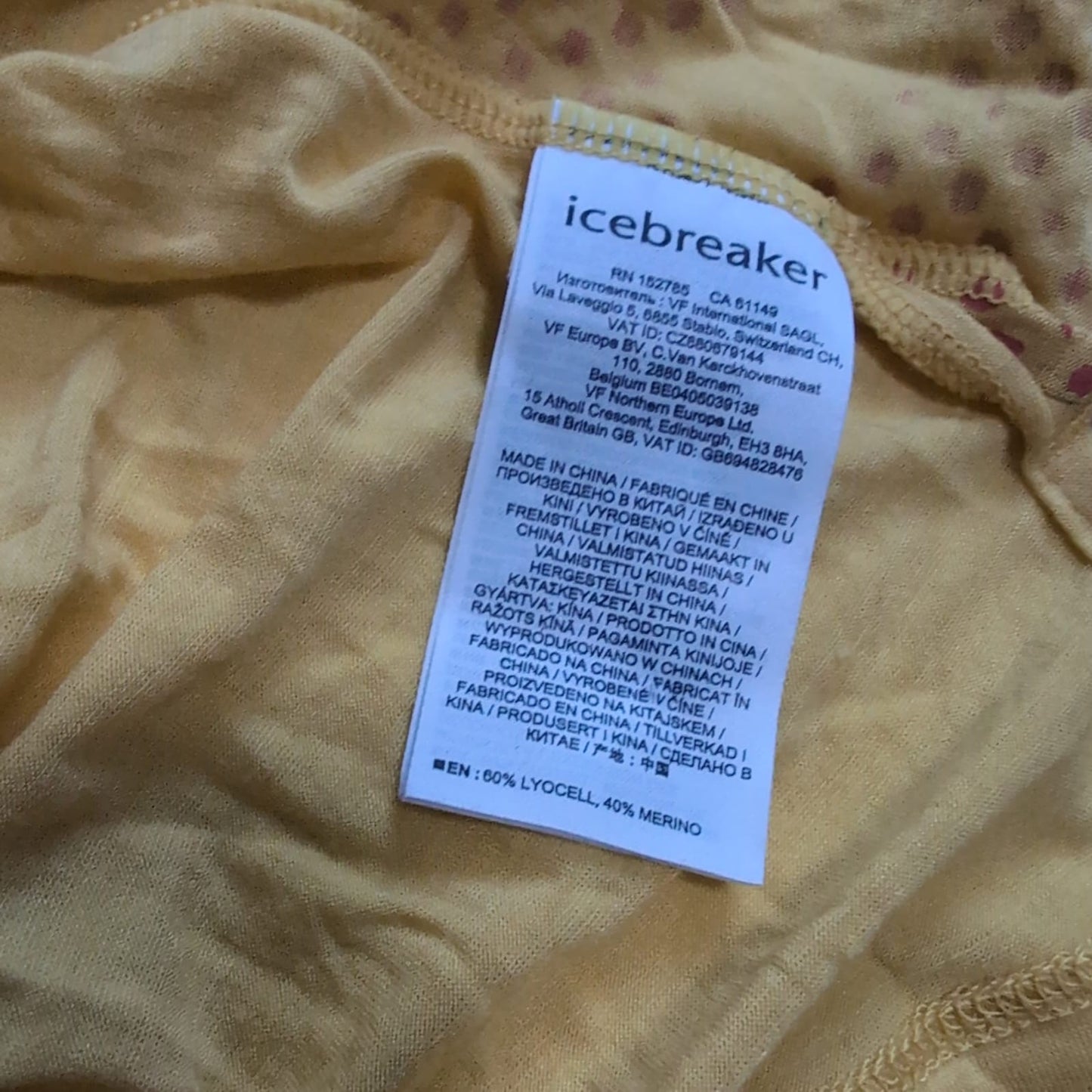 T-Shirt von Icebreaker Merino Cool Lite (XL Herren) gelb Print